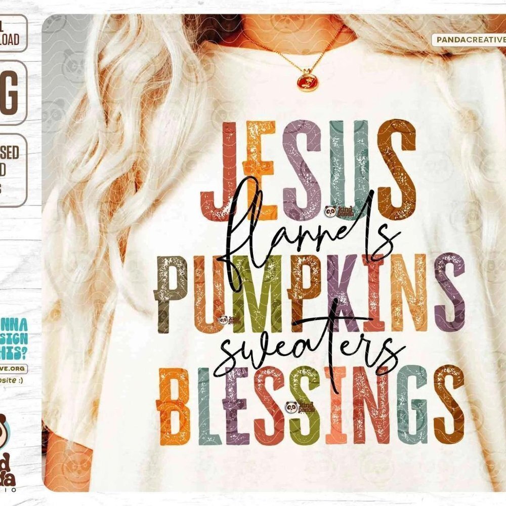 Fall Christian Jesus Flannels Pumpkins Blessings Autumn T-Shirt